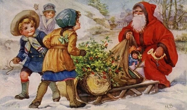 Children meeting Santa Claus