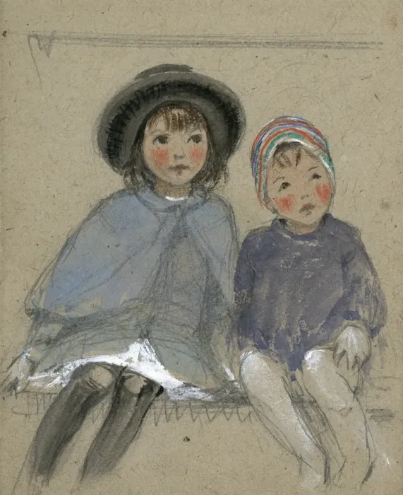 Framed Print : Two children by Muriel Dawson Framed Print : Two children by Muriel Dawson