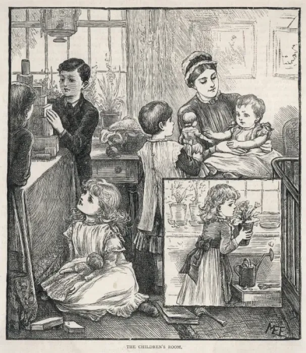 Framed Print : Children in Nursery 19C Framed Print : Children in Nursery 19C