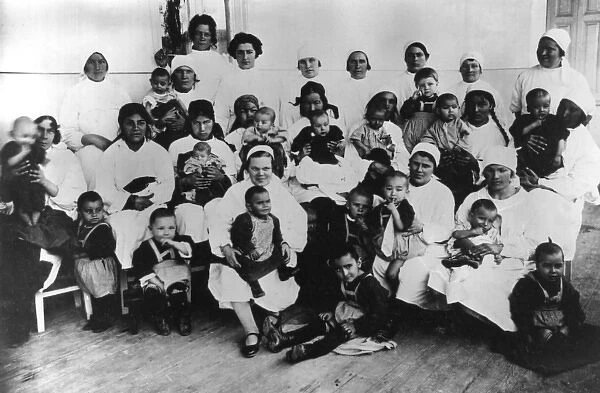 Children and Nurses in a Russian Kindergarden