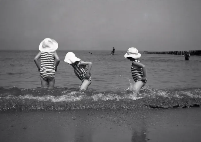 Framed Print : Three children paddling in the sea Framed Print : Three children paddling in the sea