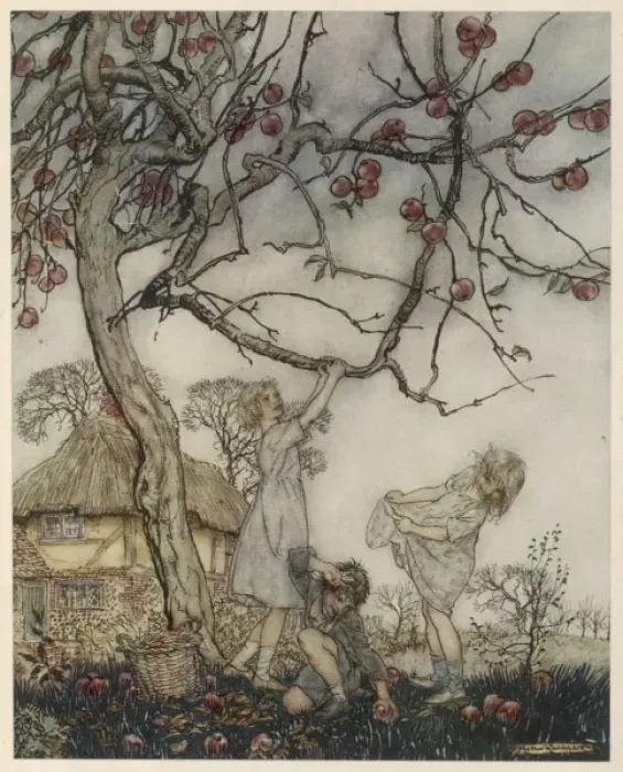 Framed Print : Children Pick Apples Framed Print : Children Pick Apples