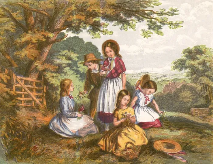 Framed Print : Children Pick Flowers Framed Print : Children Pick Flowers