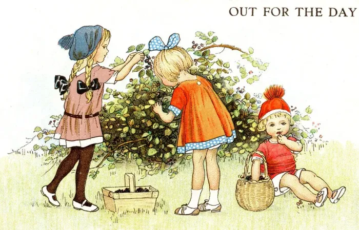 Framed Print : Children picking blackberries Framed Print : Children picking blackberries