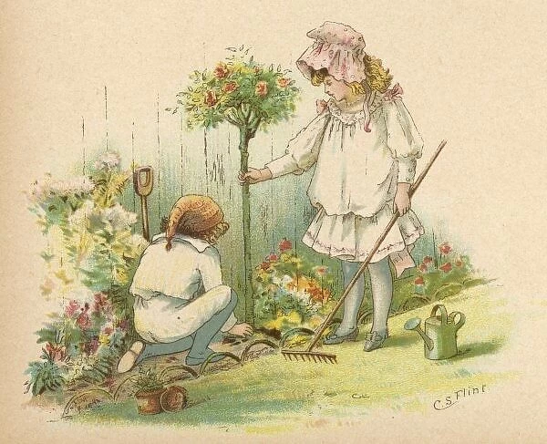 Children Plant Rosebush