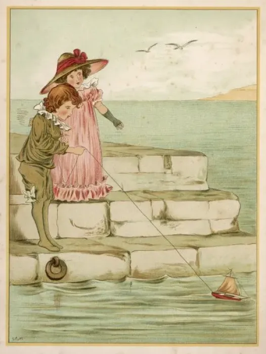 Framed Print : Children Play with Boat Framed Print : Children Play with Boat