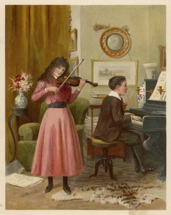 Framed Print : Children Play Duet Framed Print : Children Play Duet