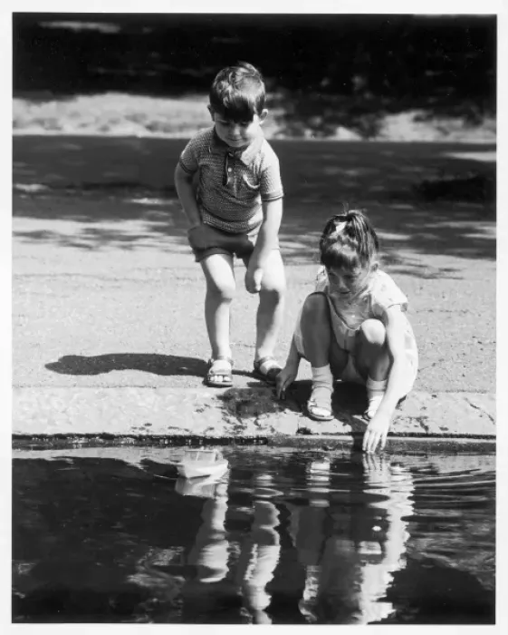 Framed Print : Children Play Near Water Framed Print : Children Play Near Water