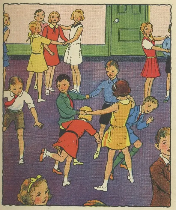 Framed Print : Children play the party game of rats and rabbits (rather like cat and mouse). A running Rabbit is appointed adn a Rat to chase her