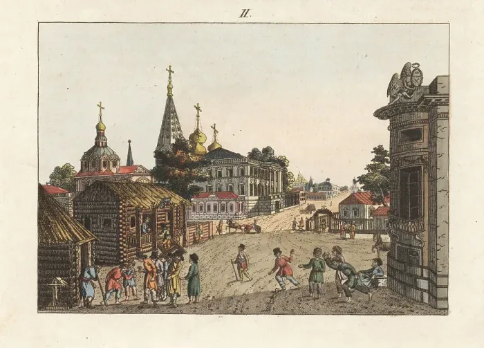 Framed Print : Children playing Babki and Swaika in a Moscow street, 1800s Framed Print : Children playing Babki and Swaika in a Moscow street, 1800s