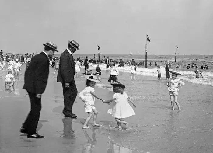 Framed Print : Children playing on the beach at Rockaway, New York Framed Print : Children playing on the beach at Rockaway, New York