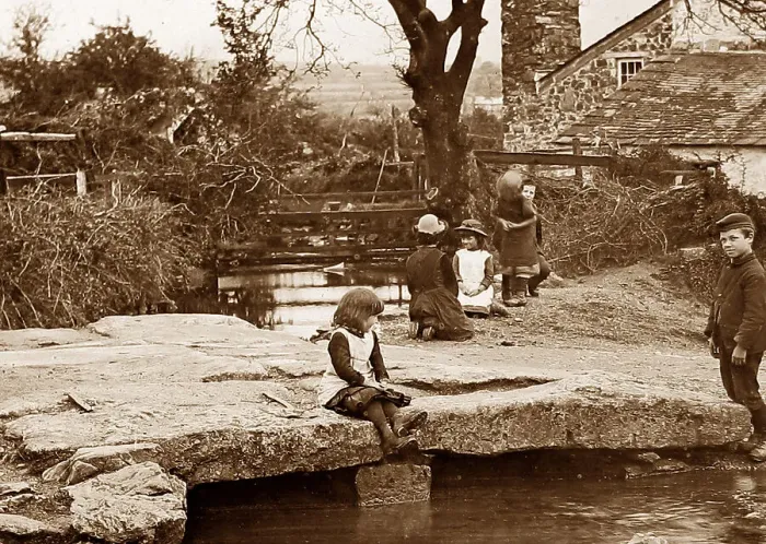 Framed Print : Children playing, Dartmoor Framed Print : Children playing, Dartmoor