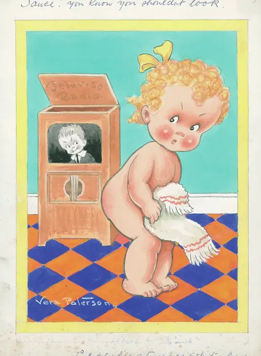 Framed Print : Children playing - domestic settings - humorous card Framed Print : Children playing - domestic settings - humorous card