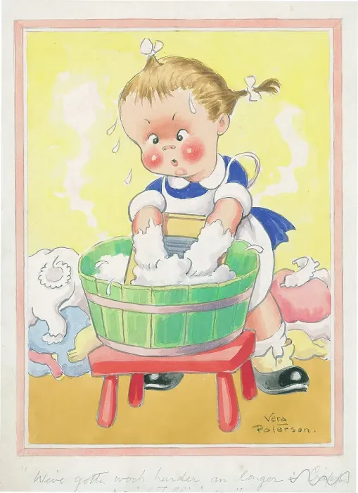 Framed Print : Children playing - domestic settings - humorous card Framed Print : Children playing - domestic settings - humorous card