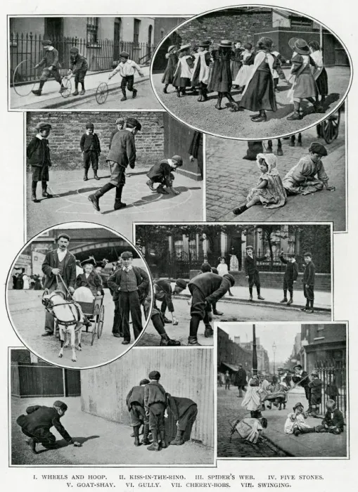 Framed Print : Children playing on London streets 1900s Framed Print : Children playing on London streets 1900s