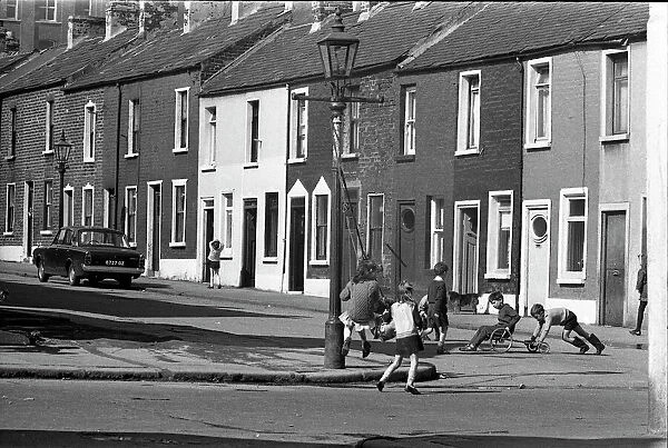 Children playing in Milton Street, Belfast, Northern Ireland