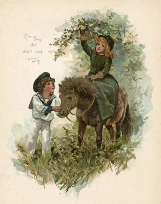 Framed Print : Children with Pony 1890 Framed Print : Children with Pony 1890