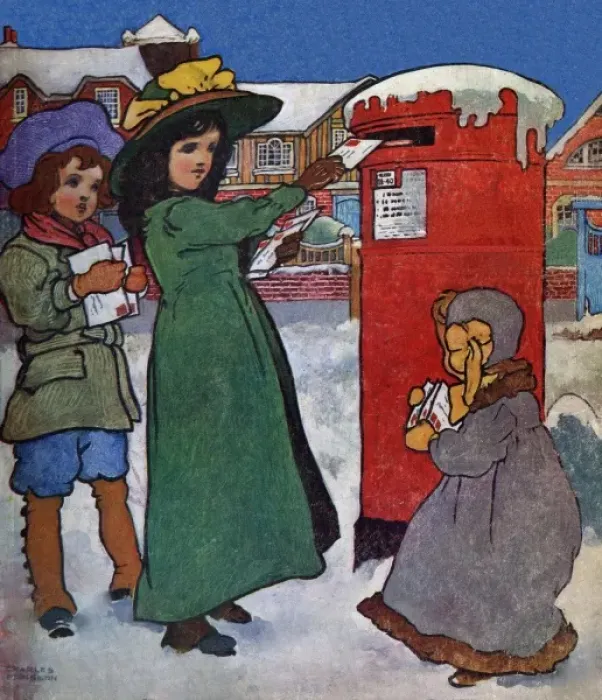 Framed Print : Children posting their Christmas cards Framed Print : Children posting their Christmas cards