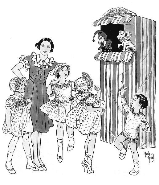Children with Punch and Judy show