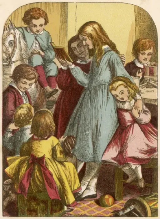 Framed Print : Children Reading, 1867 Framed Print : Children Reading, 1867