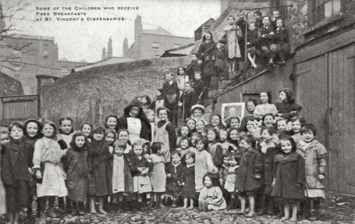 Framed Print : Children receiving free breakfasts at St Vincents Dispensar Framed Print : Children receiving free breakfasts at St Vincents Dispensar