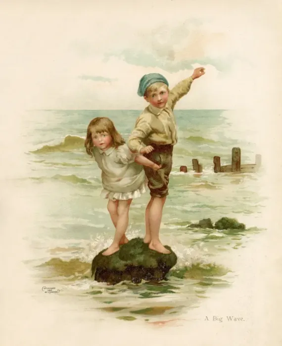 Framed Print : Two Children on a Rock Framed Print : Two Children on a Rock