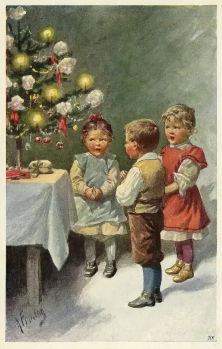 Framed Print : Children round the Xmas tree Framed Print : Children round the Xmas tree