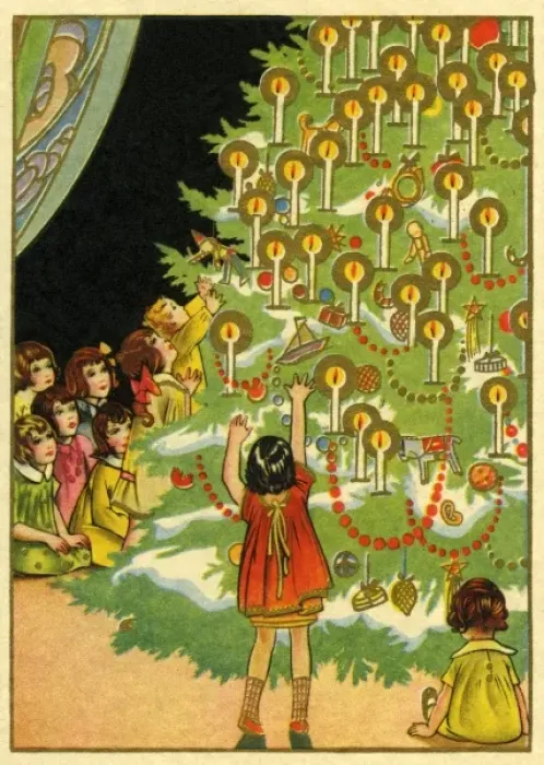 Framed Print : Children round the Xmas tree Framed Print : Children round the Xmas tree