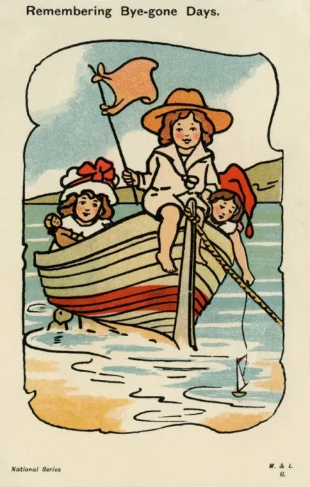Framed Print : Children in a rowing boat Framed Print : Children in a rowing boat