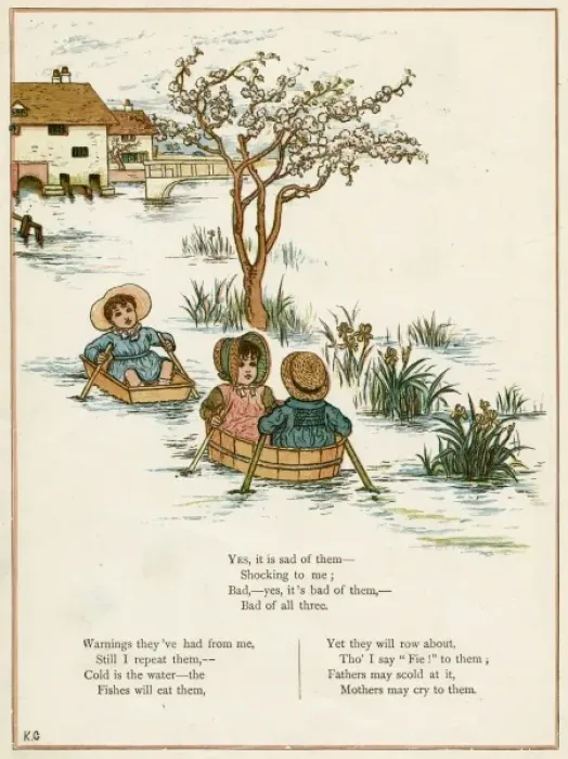 Framed Print : Three children rowing on a river Framed Print : Three children rowing on a river
