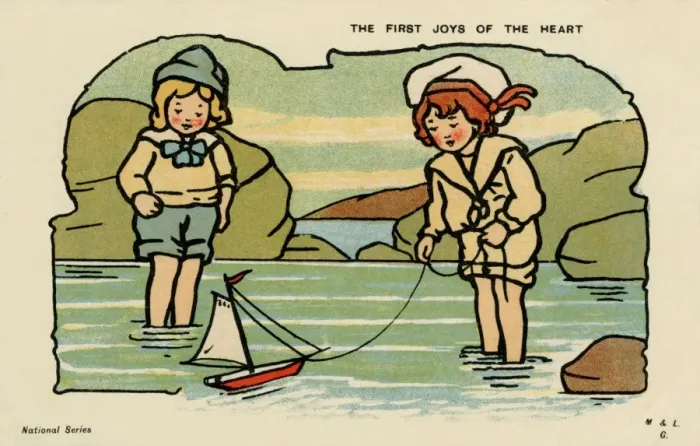 Framed Print : Children sailing a toy yacht Framed Print : Children sailing a toy yacht