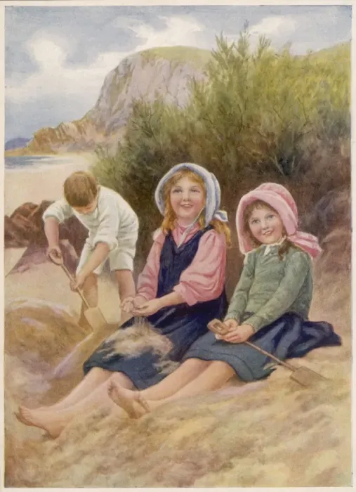 Framed Print : Three Children on Sand Framed Print : Three Children on Sand