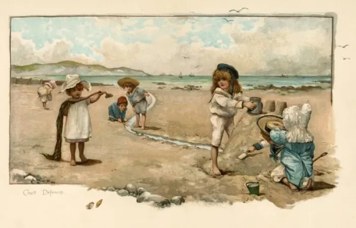 Framed Print : Children  /  Sandcastle 1890