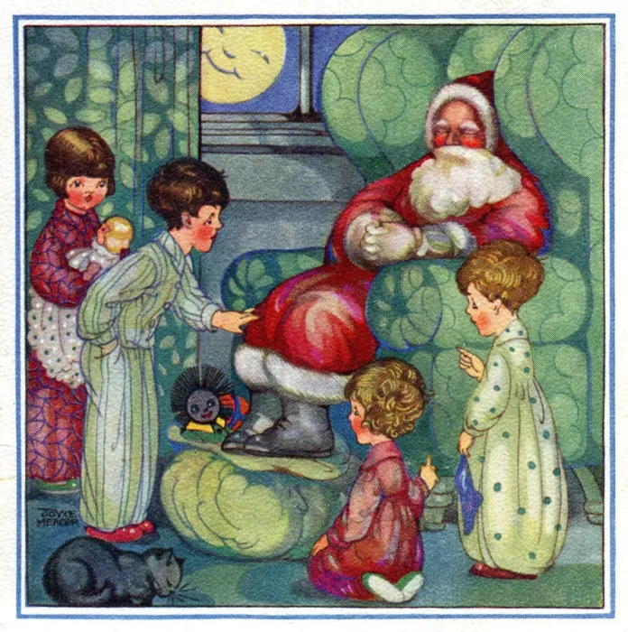 Framed Print : Children and Santa Claus Framed Print : Children and Santa Claus