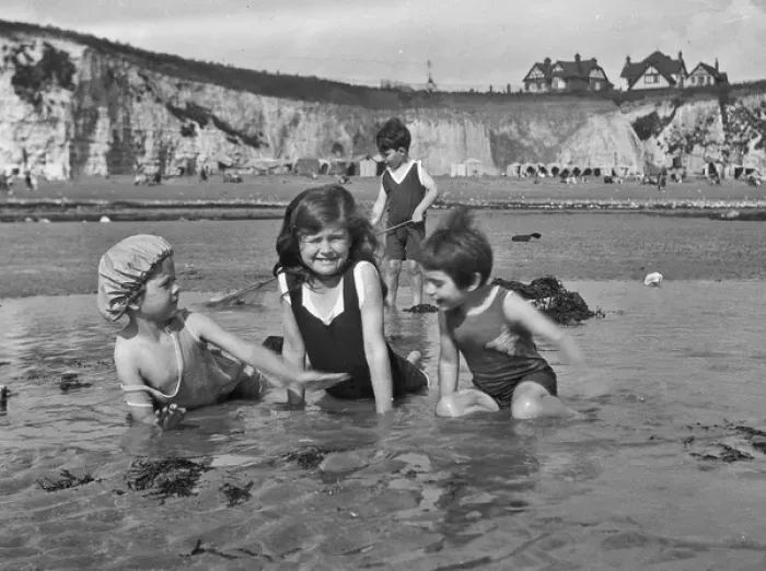 Framed Print : Four children at the seaside Framed Print : Four children at the seaside