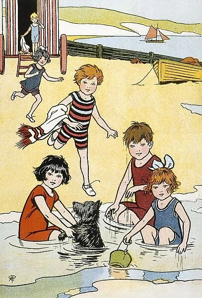 Children at seaside, 1913