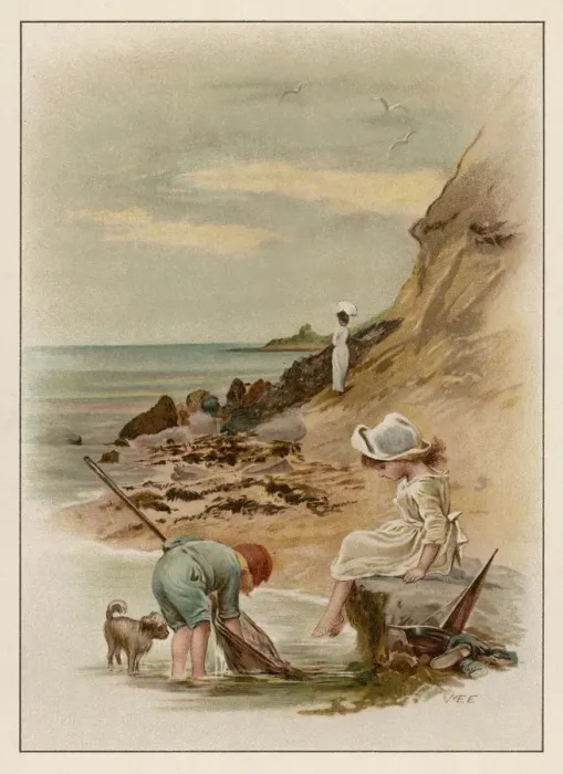 Framed Print : CHILDREN / SEASIDE FISHING Framed Print : CHILDREN / SEASIDE FISHING