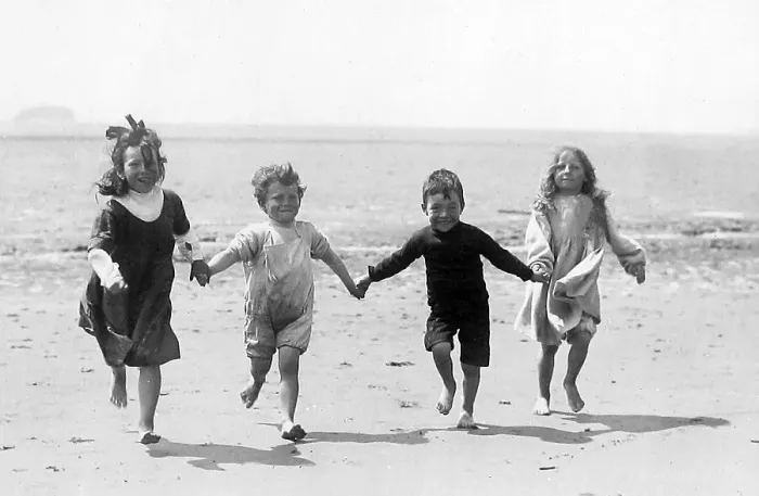Framed Print : Children at the seaside Victorian period Framed Print : Children at the seaside Victorian period