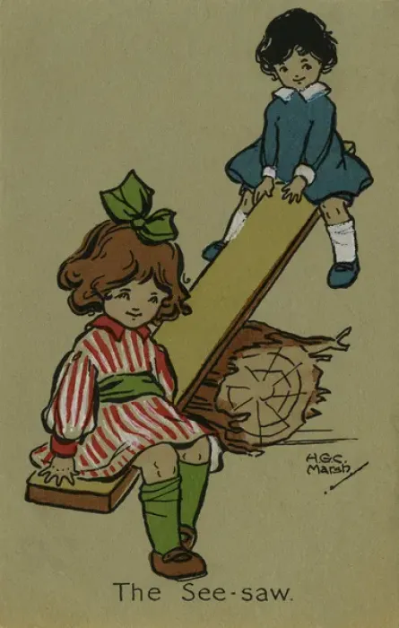 Framed Print : Children on a see-saw Framed Print : Children on a see-saw