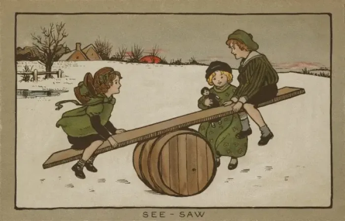 Framed Print : Children on a see-saw by Ethel Parkinson Framed Print : Children on a see-saw by Ethel Parkinson