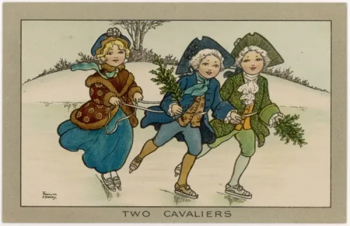 Framed Print : Children Skating C1905 Framed Print : Children Skating C1905