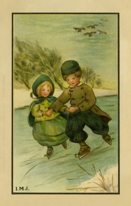 Framed Print : Children skating in winter Framed Print : Children skating in winter
