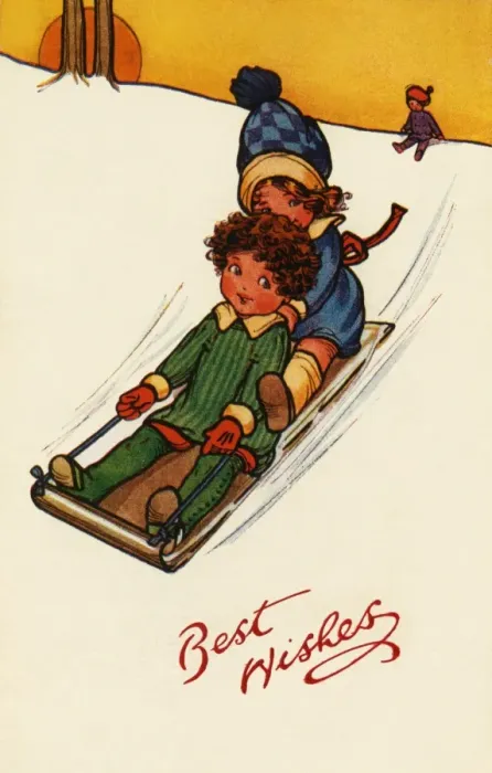 Framed Print : Children on a sled Framed Print : Children on a sled