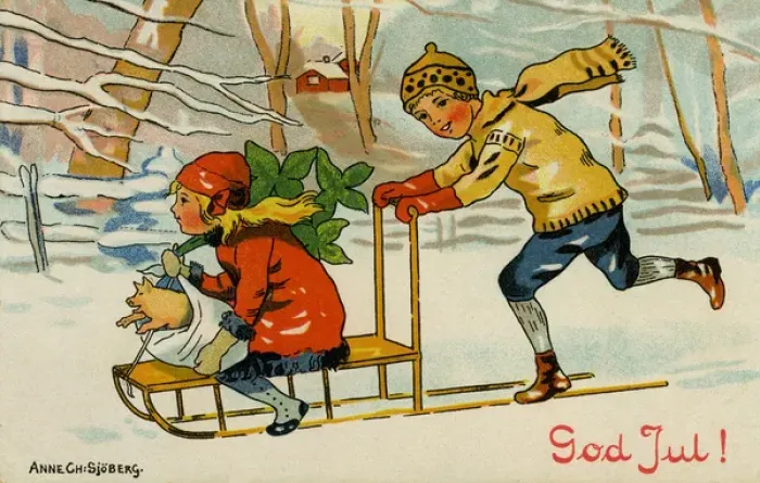 Framed Print : Children on a sleigh Framed Print : Children on a sleigh
