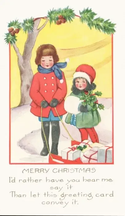 Framed Print : Two children out in the snow
