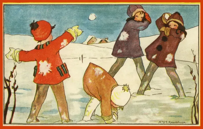 Framed Print : Children snowballing Framed Print : Children snowballing