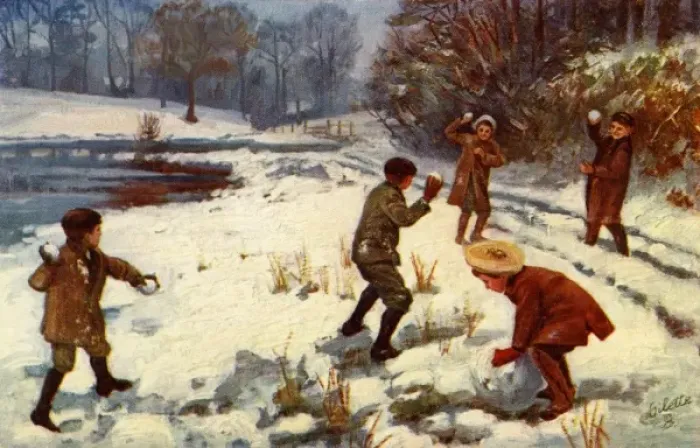 Framed Print : Children snowballing Framed Print : Children snowballing