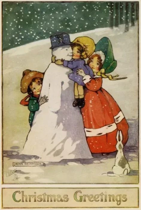 Framed Print : Children and snowman Framed Print : Children and snowman