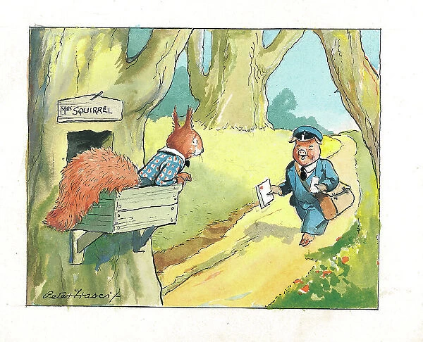 Children, Squirrel, Postman