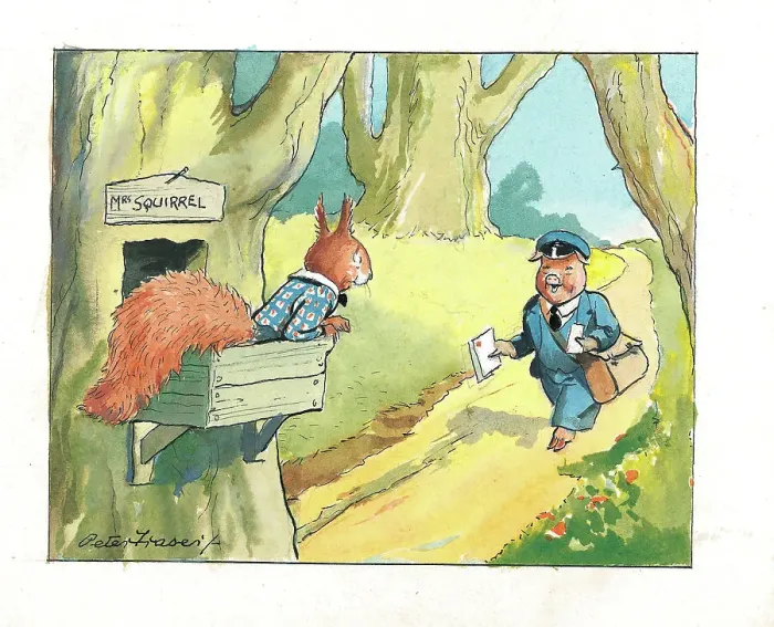 Framed Print : Children, Squirrel, Postman Framed Print : Children, Squirrel, Postman